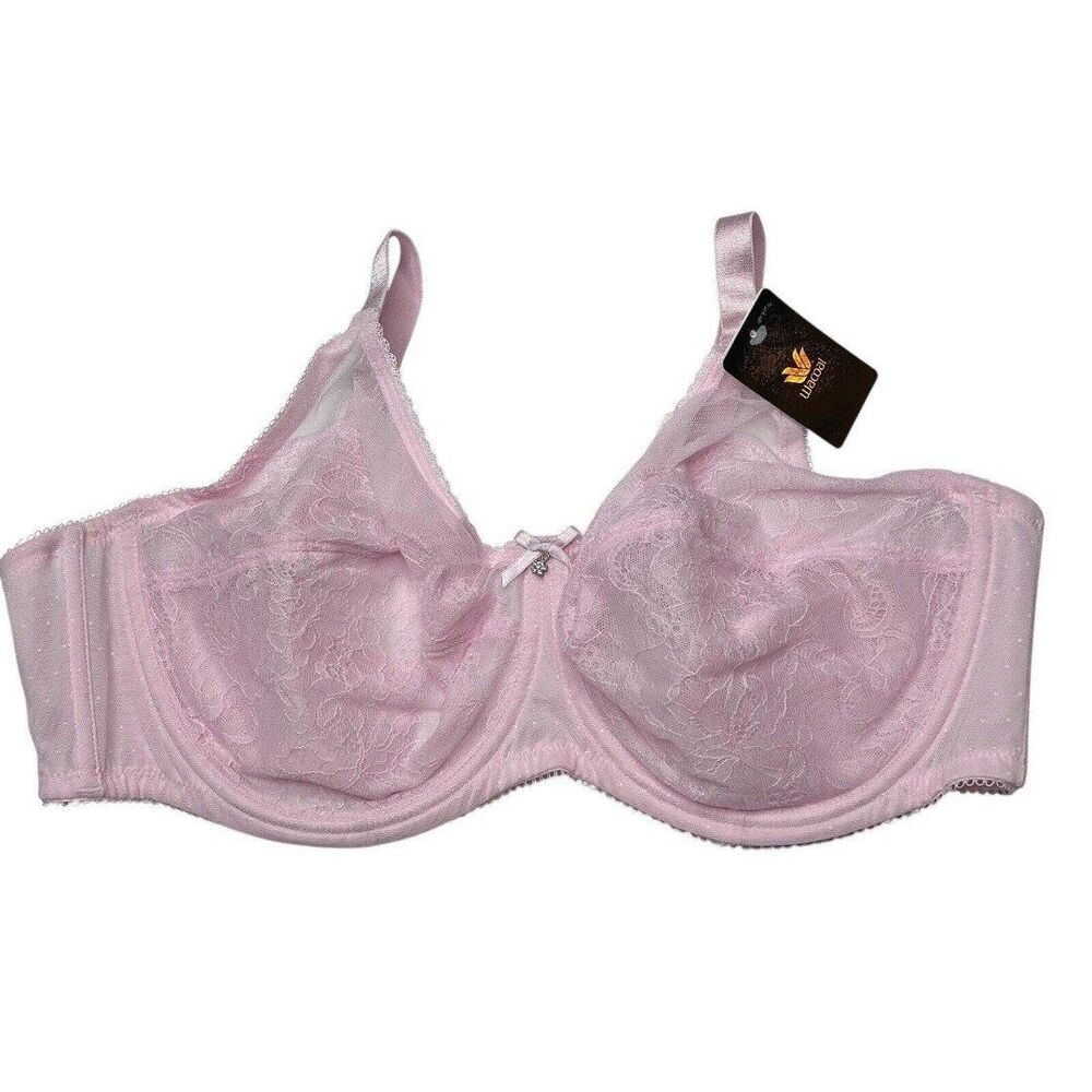 New pink Wacoal Retro Chic Lace floral  Full Figure Unlined Bra 42D